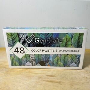 GenCrafts 48 Color Solid Watercolor Palette w/ Paper Pad and 2 Brush Pens SEALED